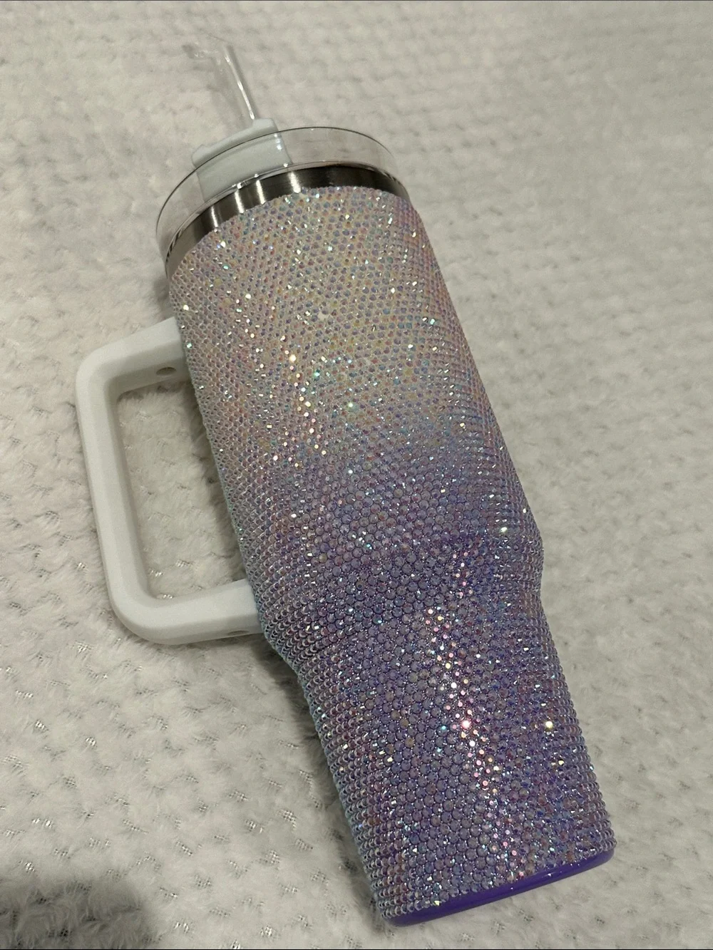 Sparkling Crystal Rhinestone Travel Tumbler - Iridescent Pink